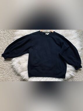 Agolde Thora 3/4 Balloon Sleeve Sweatshirt Black Size Large